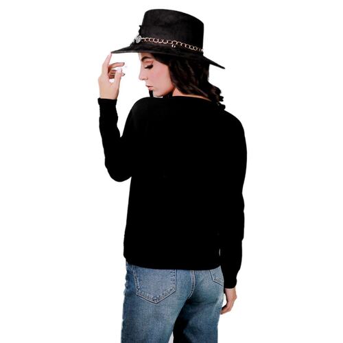 Suéter Zuio bolsillo decorativo-negro