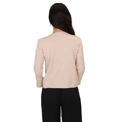 Suéter manga con orilla de perla color oveja Zuio para Mujer