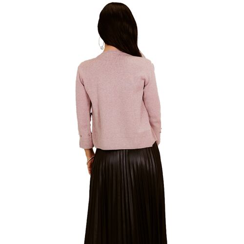 Suéter manga con orilla de perla color lila Zuio para Mujer