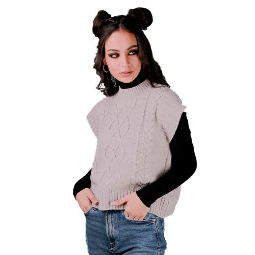 Chaleco Zuio trenza-gris claro
