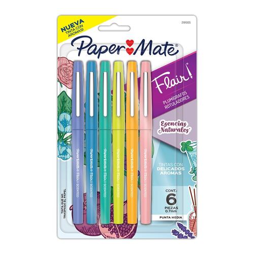 Plumígrafos Paper Mate Flair con Aroma Set 6 Piezas