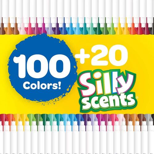 Plumones Crayola Supertips 100 Colores, Lavables , Delgados –
