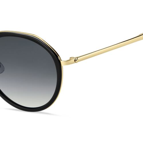 Lente solar Kate Spade color negro y oro en acero inoxidable modelo ALAINA-80 redondo