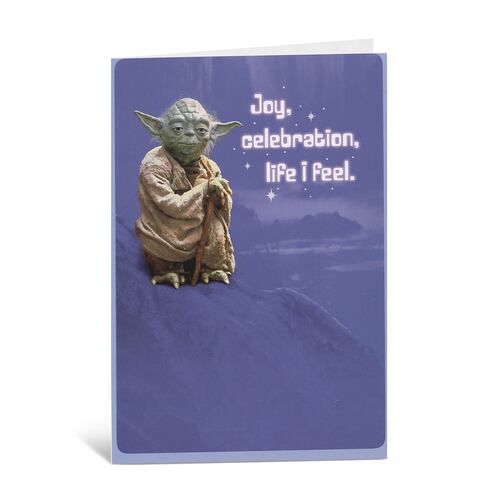 Tarjeta Star Wars Yoda En Fondo Azul