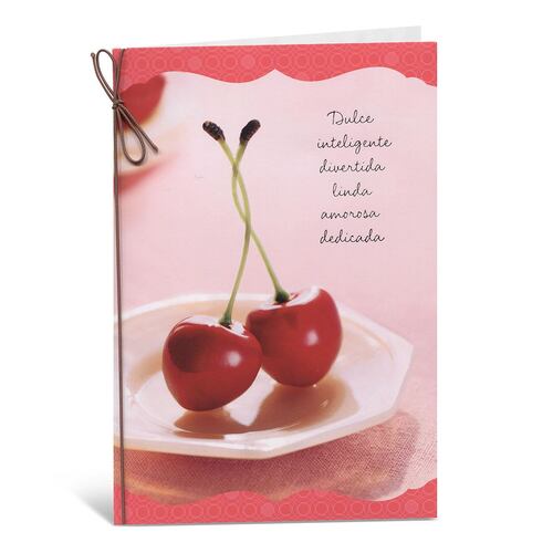 Tarjeta Cumpleaños Esposa 2 Cerezas En Plato