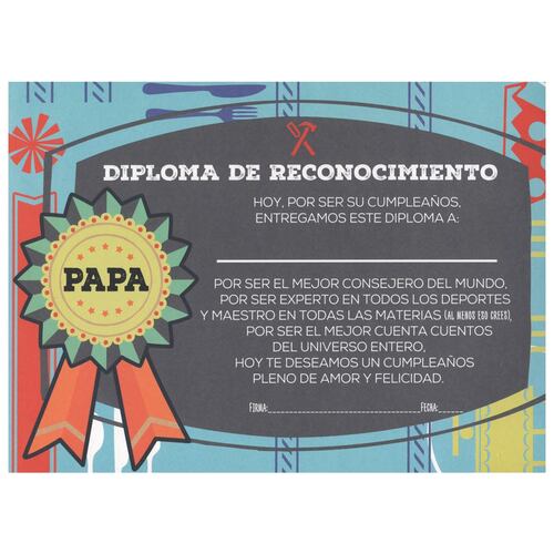 Tarjeta Diploma Cumpleaños Papa Medallón Amarillo
