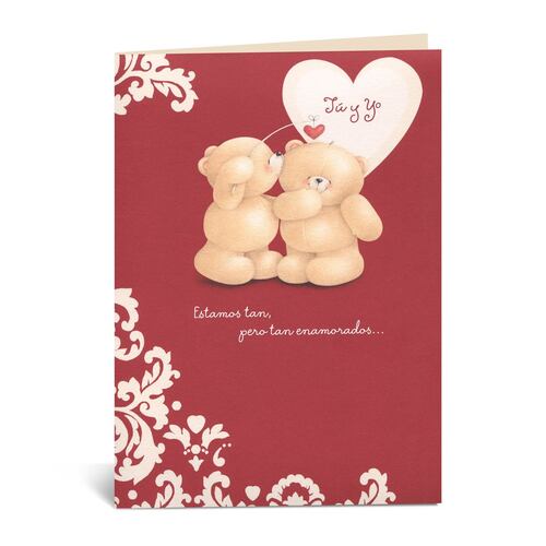 Tarjeta amor dos osos corazón y gariboleado