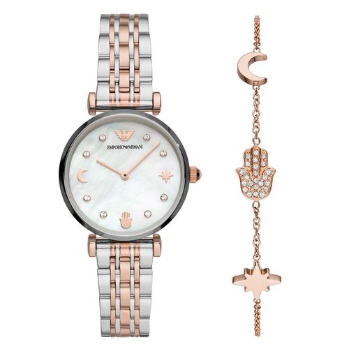 Set Reloj Armani + 1 Brazalete Multicolor AR80037 Para Dama