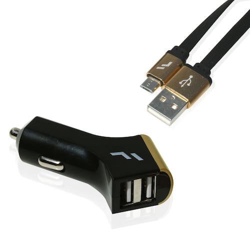 Cargador USB Para Auto Dorado Con Micro USB