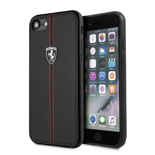 Funda Iphone SE3 Ferrari Piel Silver Logo Negra