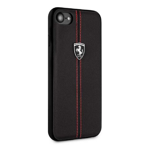Funda Iphone SE3 Ferrari Piel Silver Logo Negra