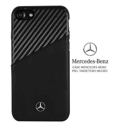 Funda Iphone SE3 Mercedes Benz Carbono Piel Negra