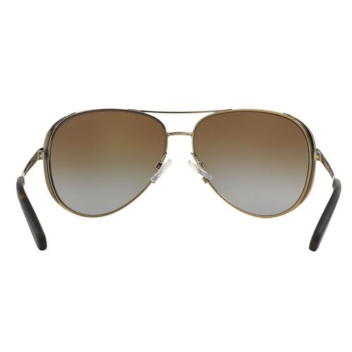 Lente solar Michael Kors Chelsea polarizado café en metal oro