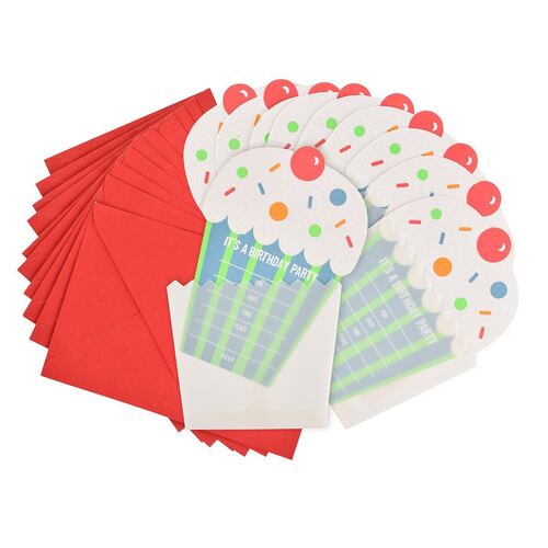 Paquete De 10 Invitaciones Para Cumpleaños De Cup Cake
