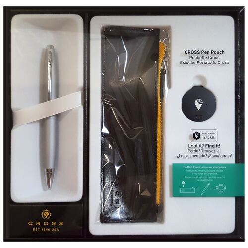 Set Bolígrafo Calais Cromo Satinado con estuche Negro TrackR