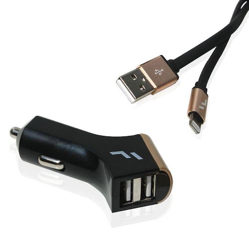 Cargador 2 USB Para Auto Dorado
