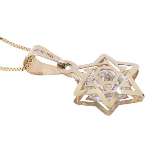 Dije sin Cadena Estrella de David Oro Amarillo 14K Doble O