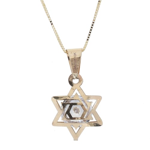 Dije sin Cadena Estrella de David Oro Amarillo 14K Doble O