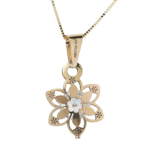 Dije sin Cadena de Flor Oro Amarillo 14K Doble O