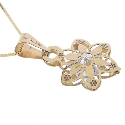 Dije sin Cadena de Flor Oro Amarillo 14K Doble O