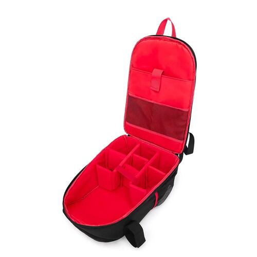 Mochila negra con rojo Diving Squirrel para cámara