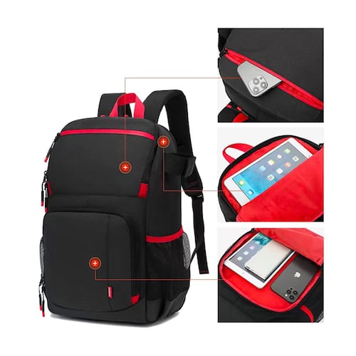 Mochila negra con rojo Diving Squirrel para cámara