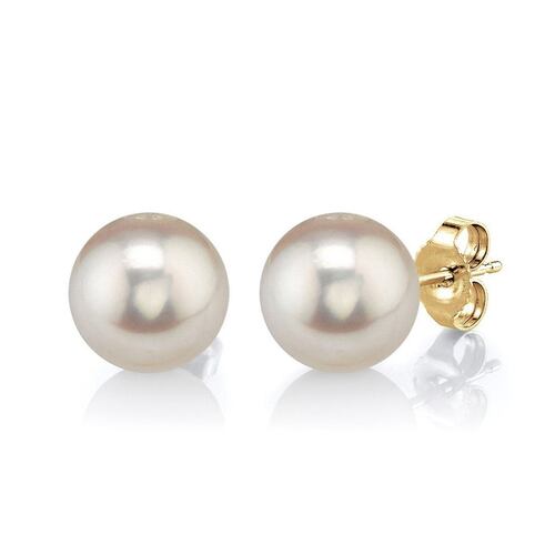 Aretes C&C 8mm Perlas Cultivadas Blanco-Oro