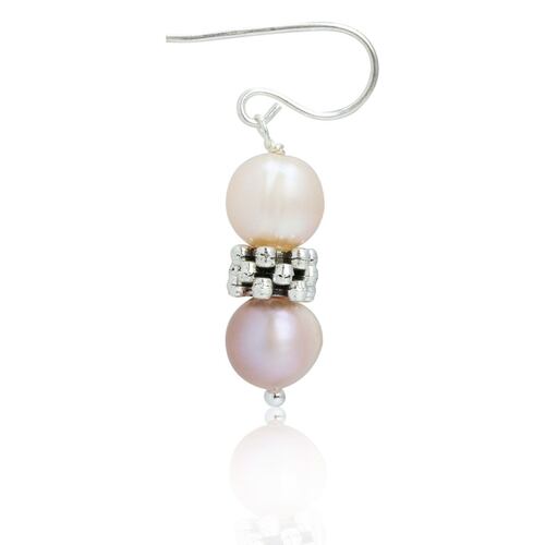Collar y Aretes C&C Elegante Perlas Cultivadas Rosa-Blanco-Salmón