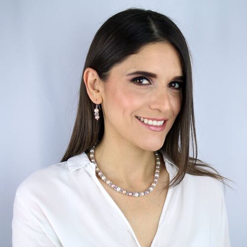 Collar y Aretes C&C Elegante Perlas Cultivadas Rosa-Blanco-Salmón