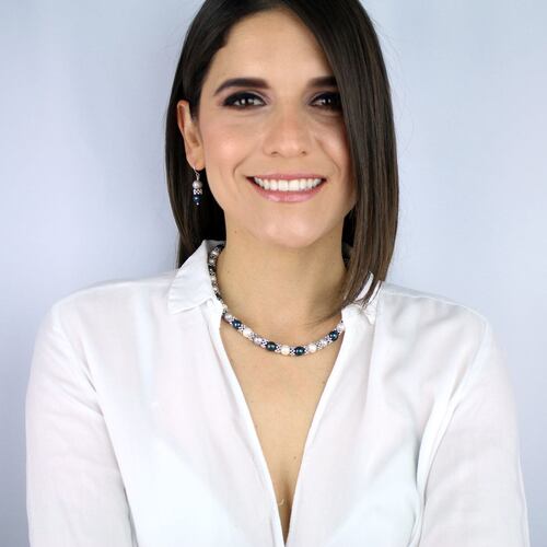 Collar y Aretes C&C Elegante Perlas Cultivadas Blanco-Gris-Negro