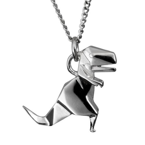 Dije T-Rex de Origami en Plata  Necora