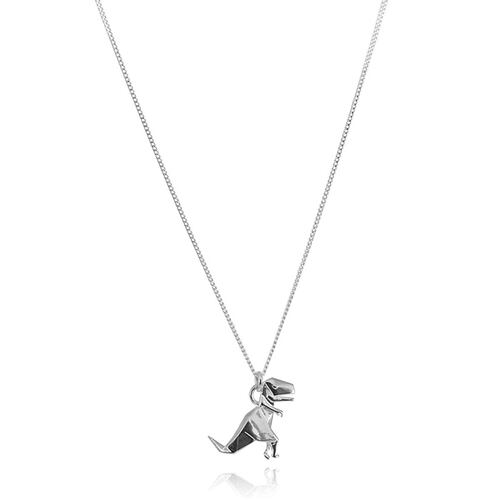 Dije T-Rex de Origami en Plata  Necora