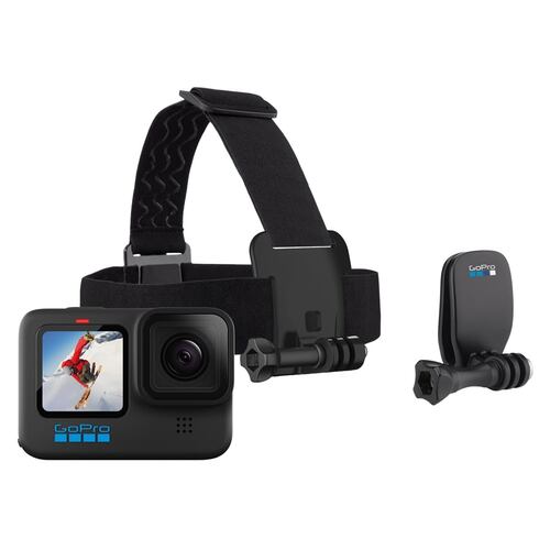 Videocámara GoPro 10 Black Bundle Correa para la cabeza y QuickClip