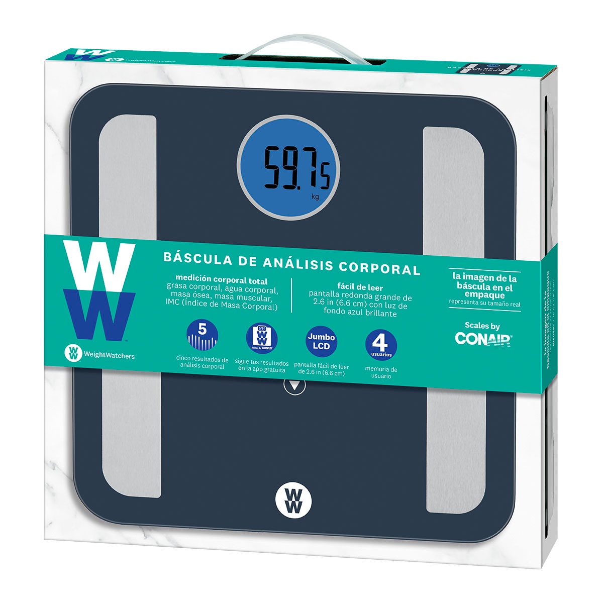 Báscula Digital Display Redondo Bluetooth Conair