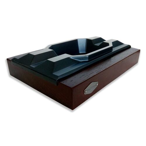 Cenicero 2 Puros Aluminio y Madera Rectangular