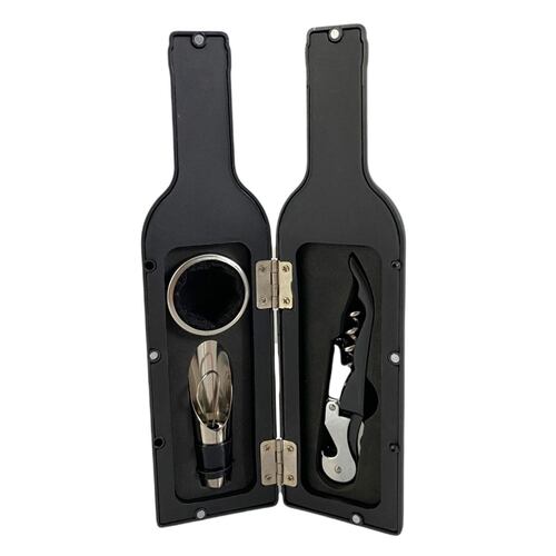 Juego de Accesorios para Vino Forma Botella Negra