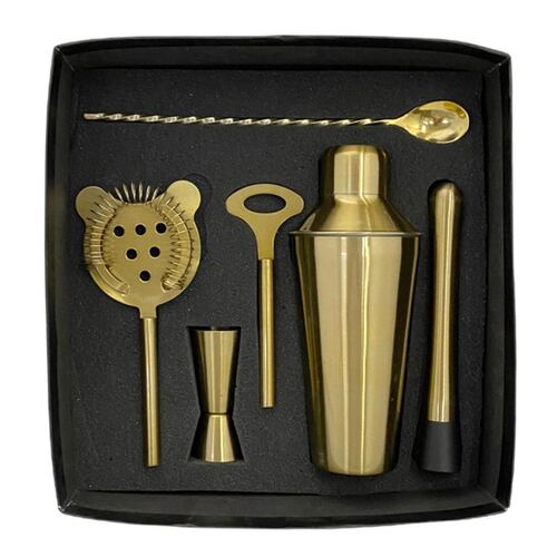 Set Bar Dorado Con 6 Accesorios