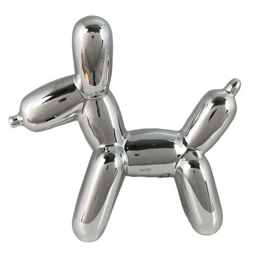 Figura Decorativa Perro Plateado 27.5X10.3X25.5 cm