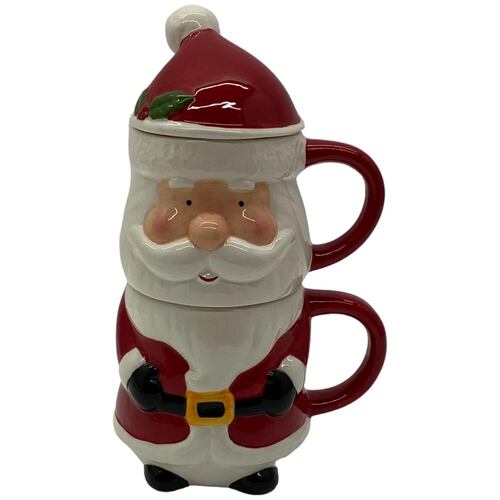 Juego de Tazas Navideñas Santa Claus 2 Piezas Santini ¡Estilo y Funcionalidad en Cada Sorbo!