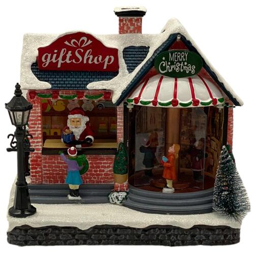Figura Decorativa Navideña Tienda de Regalos con Luz Santini