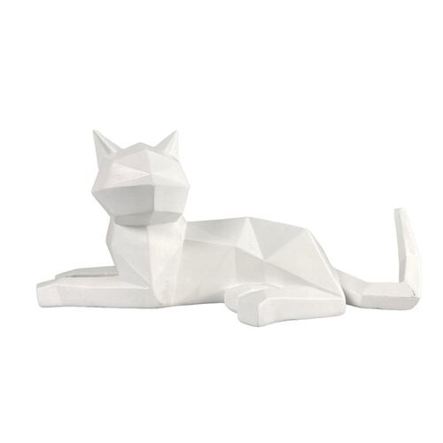 Figura Decorativa Diseño Gato Recostado Color Blanco