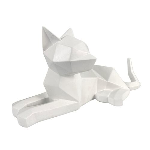Figura Decorativa Diseño Gato Recostado Color Blanco