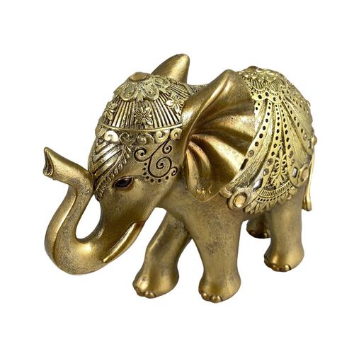 Figura Decorativa  Elefante Chico trompa Dorada