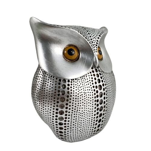 Figura Búho Color Plata tamaño chico
