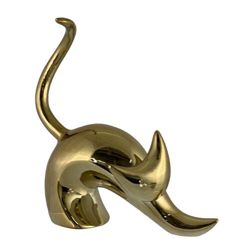 Figura Decorativa Gato Dorado 19.2X6.5X19.5CM