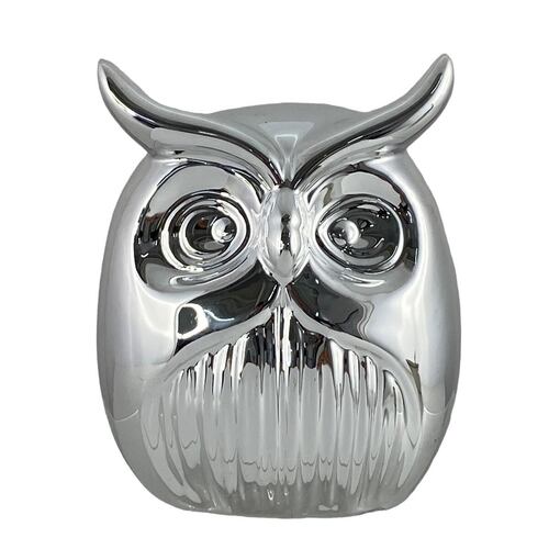 Figura Decorativa Búho Plateado 9.6x8x11.5cm