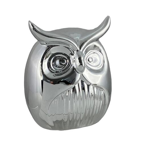 Figura Decorativa Búho Plateado 9.6x8x11.5cm