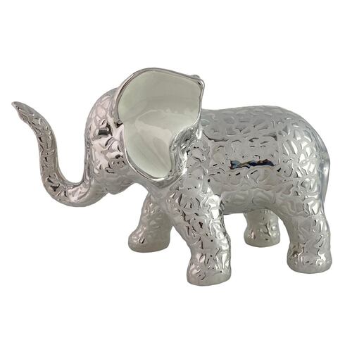 Figura Decorativa Elefante Pequeño Color Plata Brillante