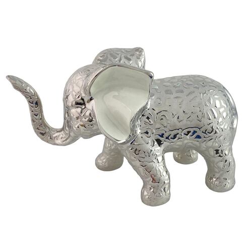 Figura Decorativa Elefante Pequeño Color Plata Brillante