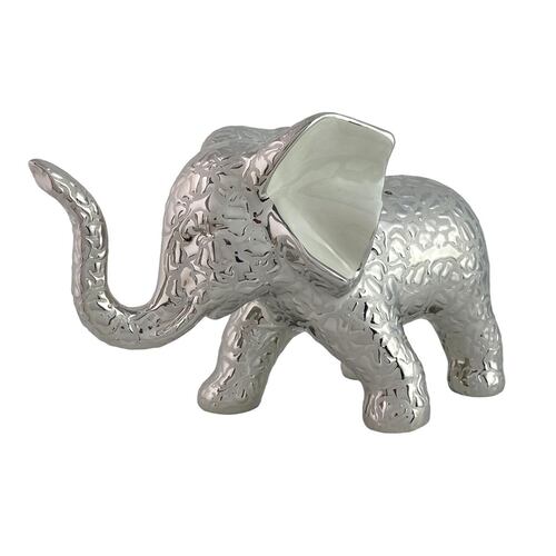 Figura Decorativa Elefante Pequeño Color Plata Brillante